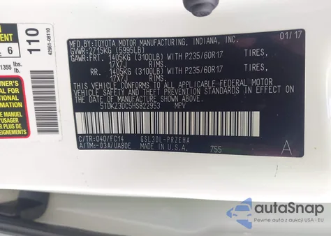 2017 Toyota Sienna Le 8 Passenger from USA, damaged, VIN 5TDKZ3DC5HS822953